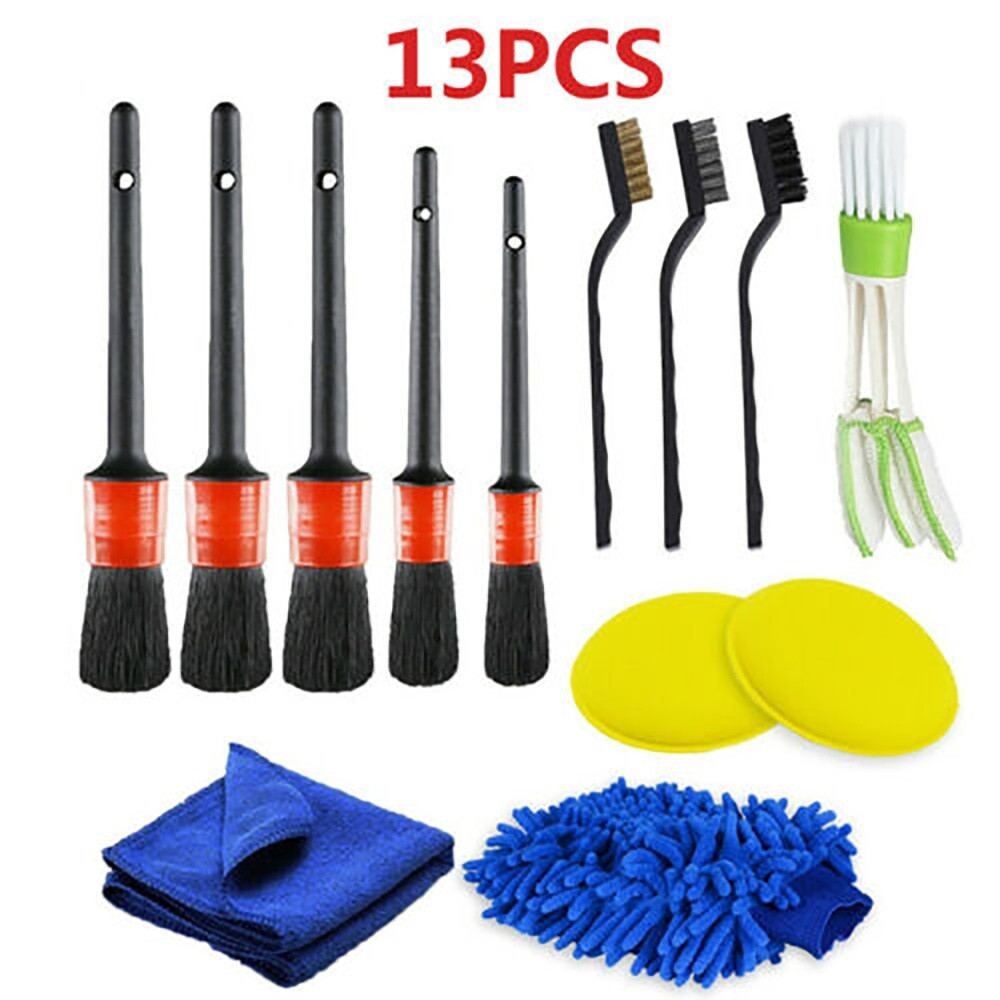 ya 5 8.7 13 Pcs Car Cleaning Kit Detail Brush Cleaning Gloves Car Cleaner Brush Set Kit