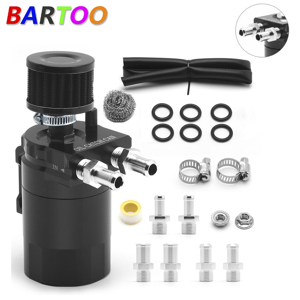 ya 27 6.21 300ML Oil Catch Can Kit Universal Black Breather Baffled Aluminum Reservoir Tank