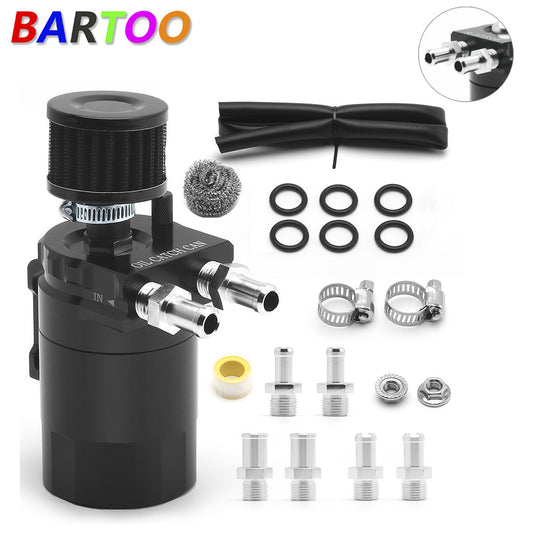 ya 27 6.21 300ML Oil Catch Can Kit Universal Black Breather Baffled Aluminum Reservoir Tank