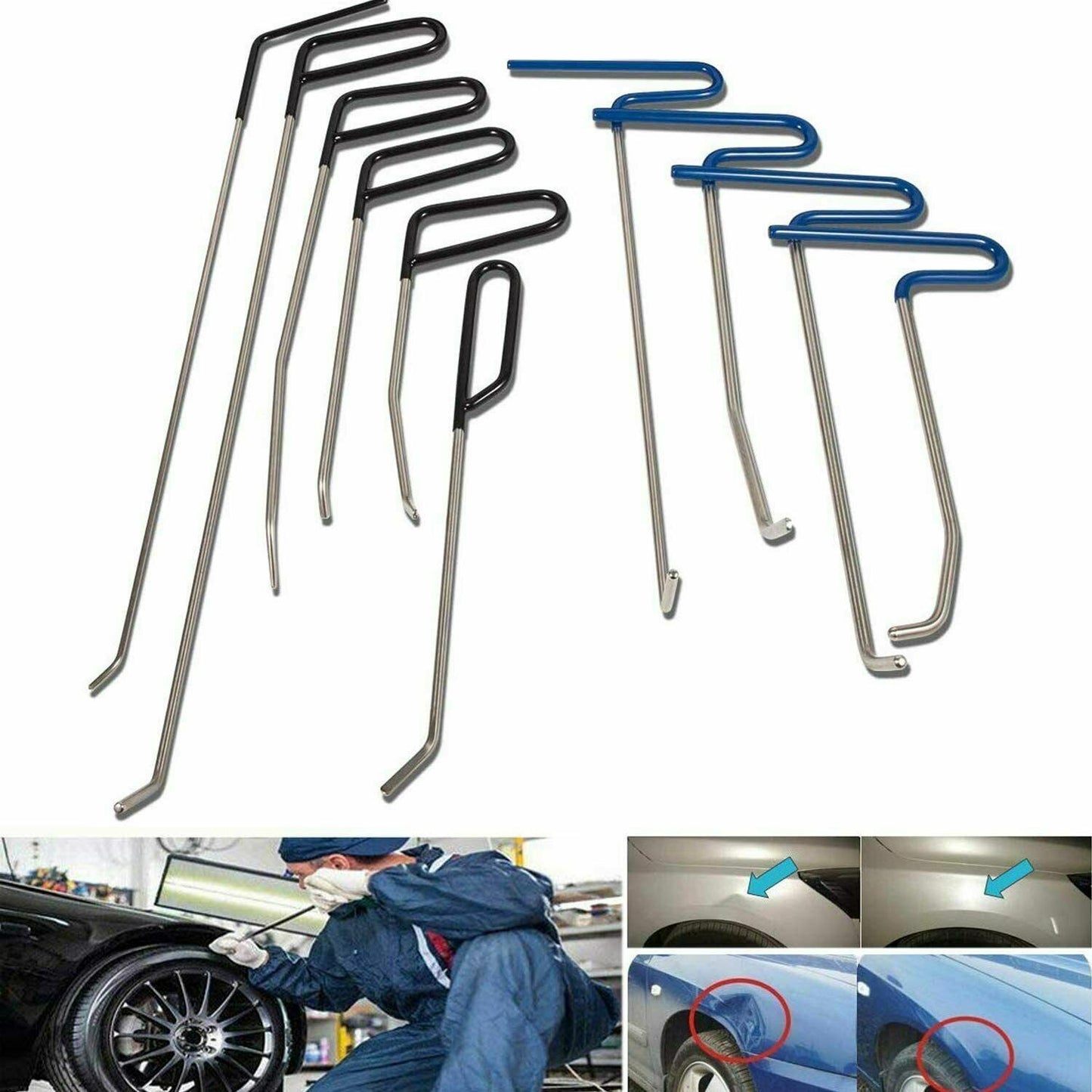 ya 1 6.30 10-Piece Car Body Tool Push Rod Kit - Paintless Dent Repair & Hail Removal Tools