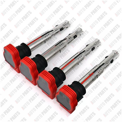 ya 5 8.7 4 ignition coils red compatible with for Audi S4 S5 A6 S6 A7 Q7 3.0T 4.2 5.2