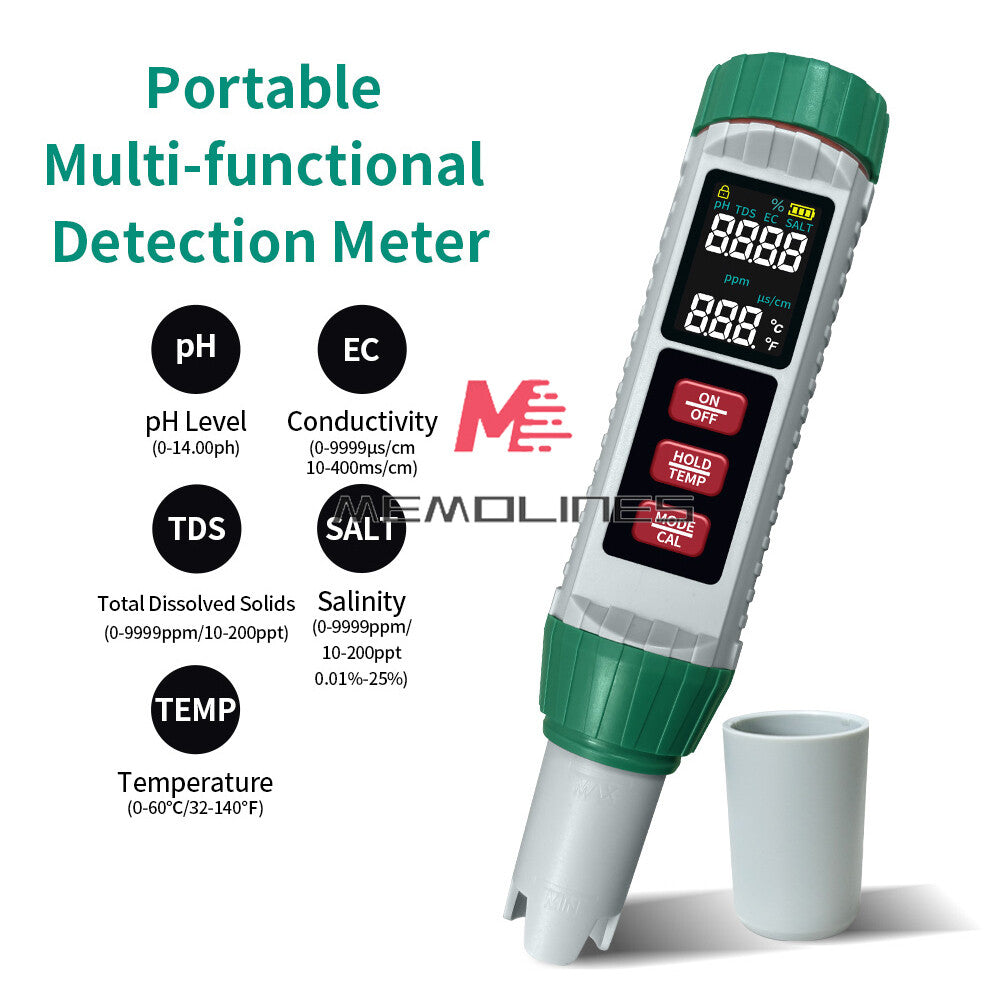 ya 26 PH/EC/TDS/Salinity/Temperature 5-in-1 High Pision Digital Water Quality Meter