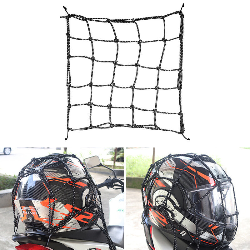 ya 12 5.21 40*40CM Upgraded Reflective Motorcycle Elasticated Luggage Cargo Net Strong Blk