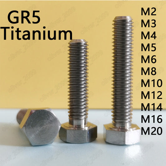 M1.6 M2.5 M3 M4 M5 M6 M8 M10 M12 M20 Titanium GR5 Hexagon Bolts Hex Head Screws