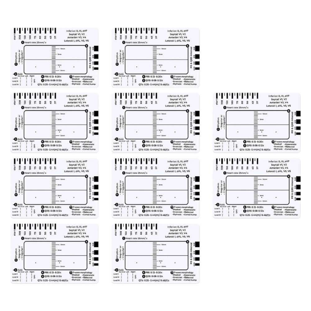 ya 16 Set of 10 Portable Rulers to Enhance Your For EKG Interpretation Skills