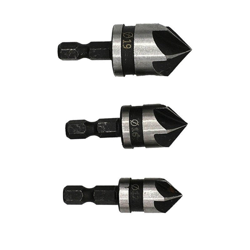 ya 25 Pise Woodworking Chamfer Tool 5Flute Hexadecimal Shank Countersink Drill Bit
