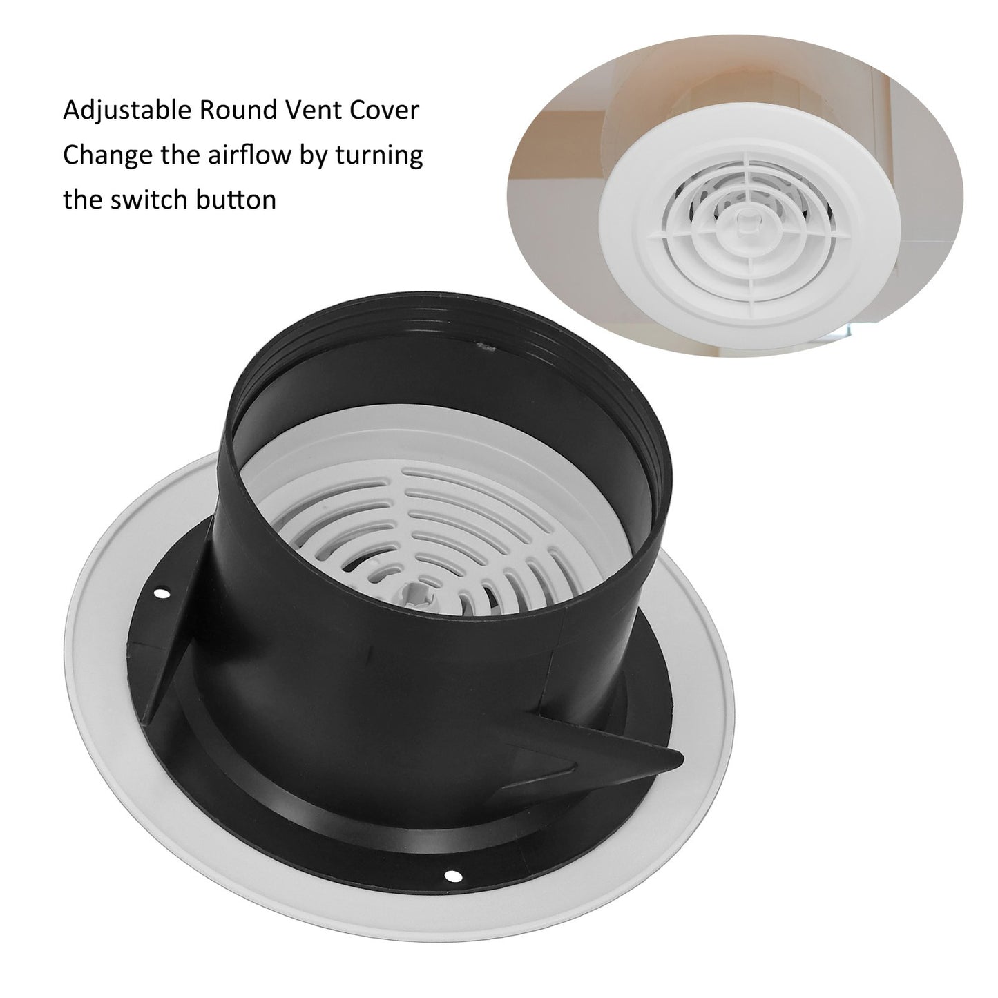 ya 25 Rotatable Round Vent Cover Adjustable Air Exhaust Cover For Bathroom 4in