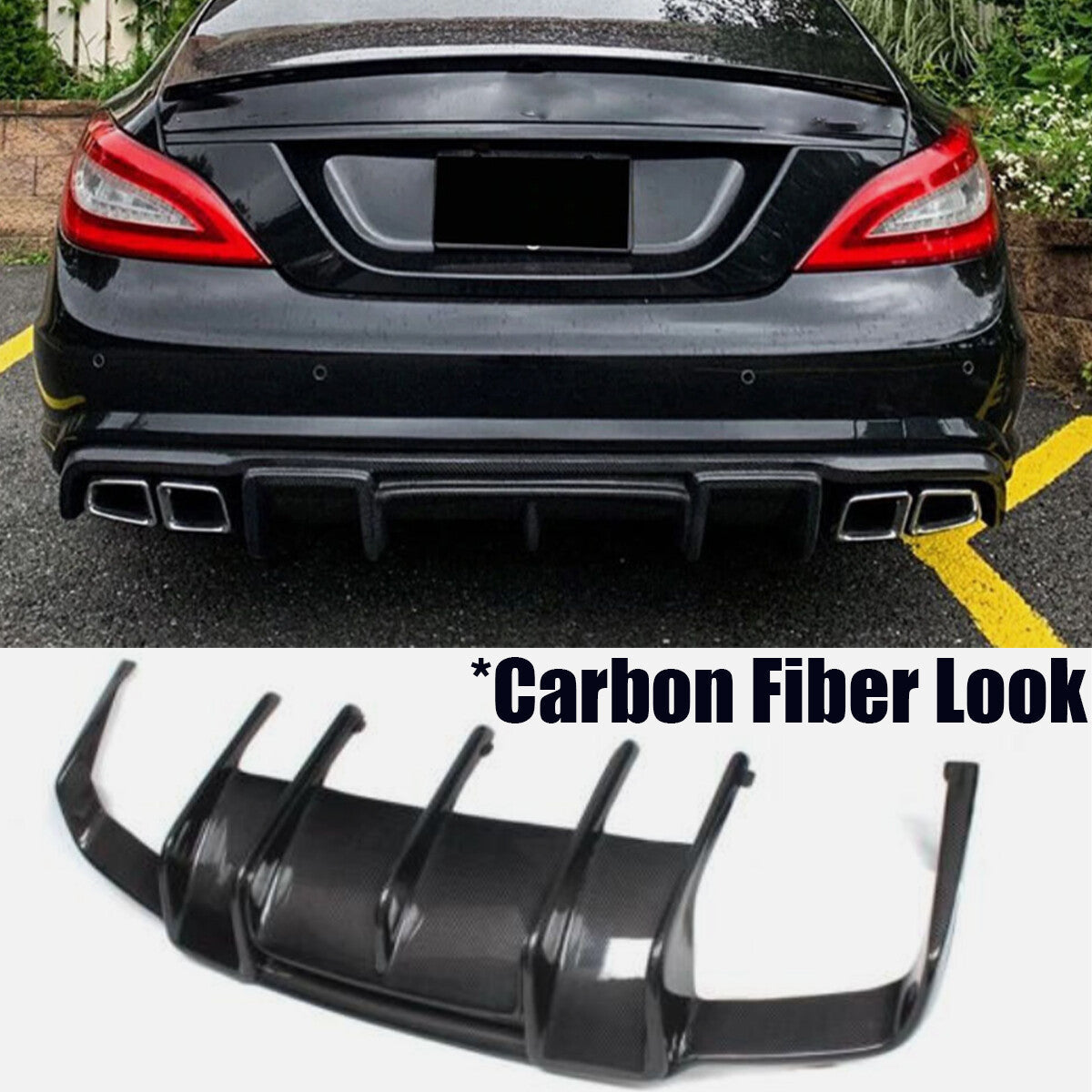 ya 10 10.28 ABS Rear Bumper Diffuser Lip for Benz W218 CLS550 CLS63 AMG 2012-18 Carbon 