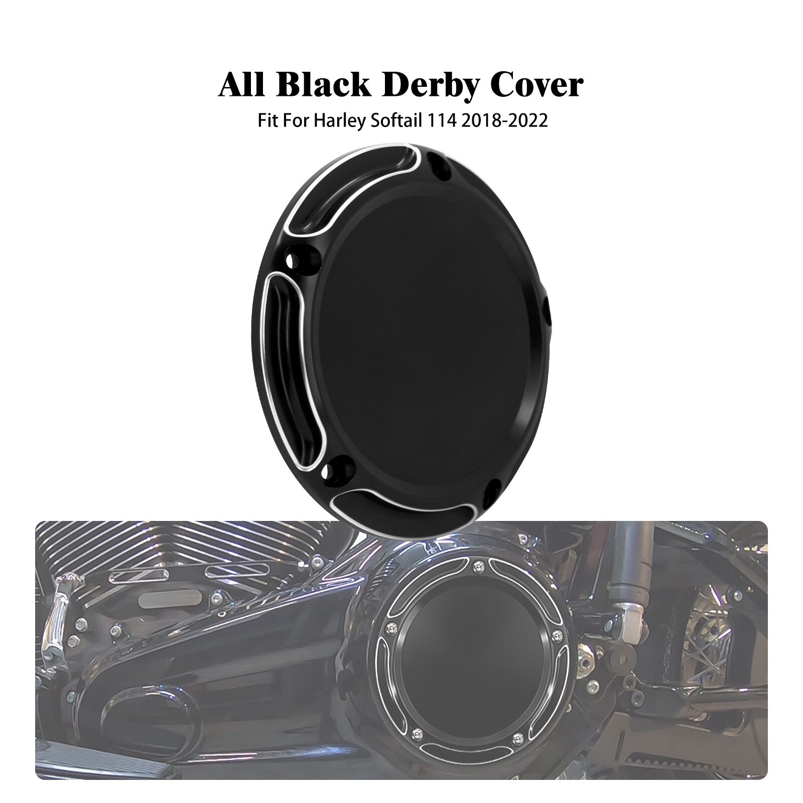 ya 1 7.4 Black Derby Cover for Harley Softail 107 114 Breakout Fat Boy Street Bob 18-2023