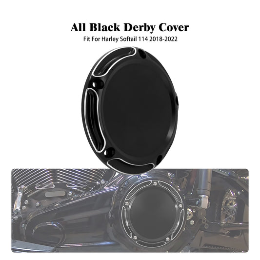 ya 1 7.4 Black Derby Cover for Harley Softail 107 114 Breakout Fat Boy Street Bob 18-2023