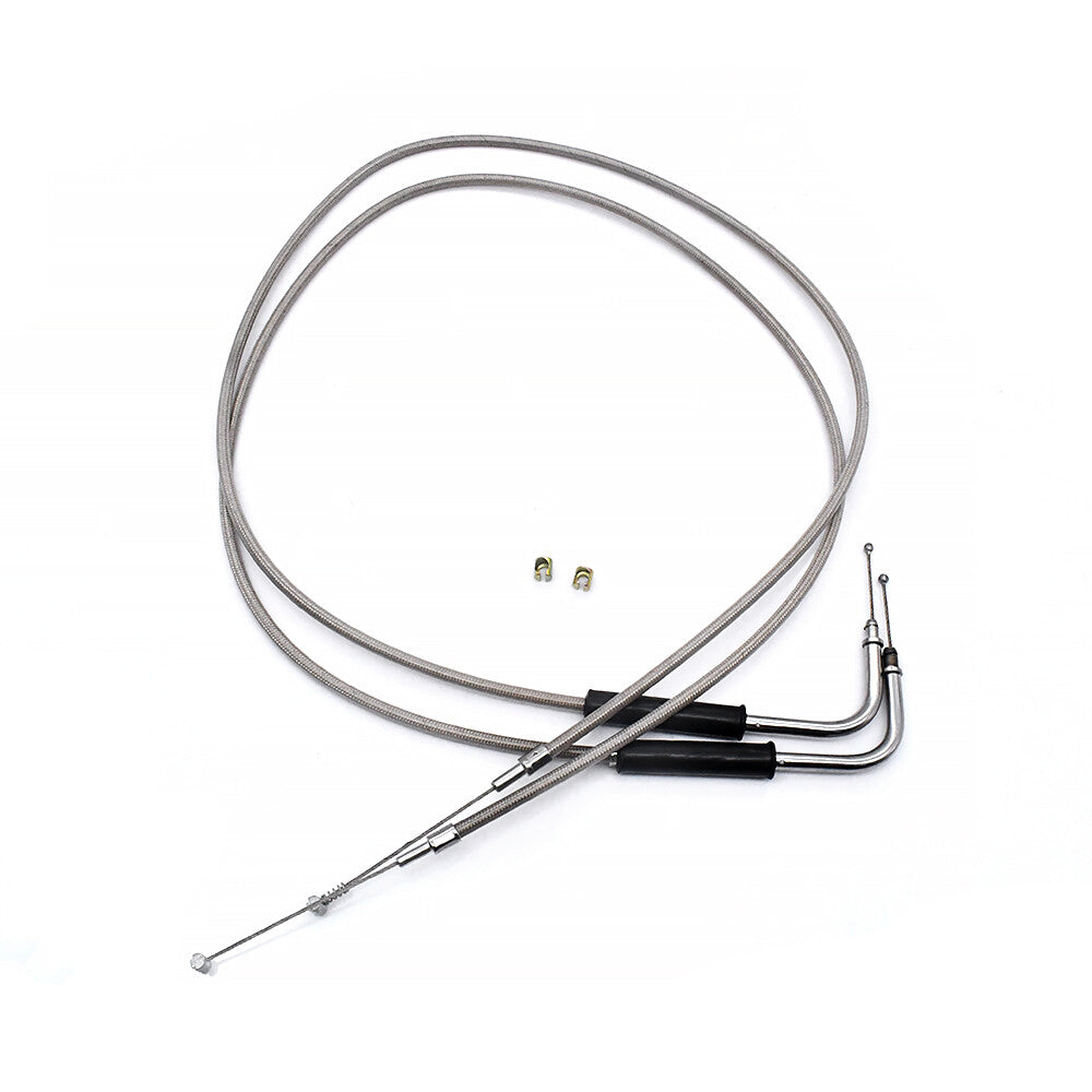 ya 5 8.7 42 56579-02A Stainless Steel Throttle & Idle Cable Set for Harley-Davidson