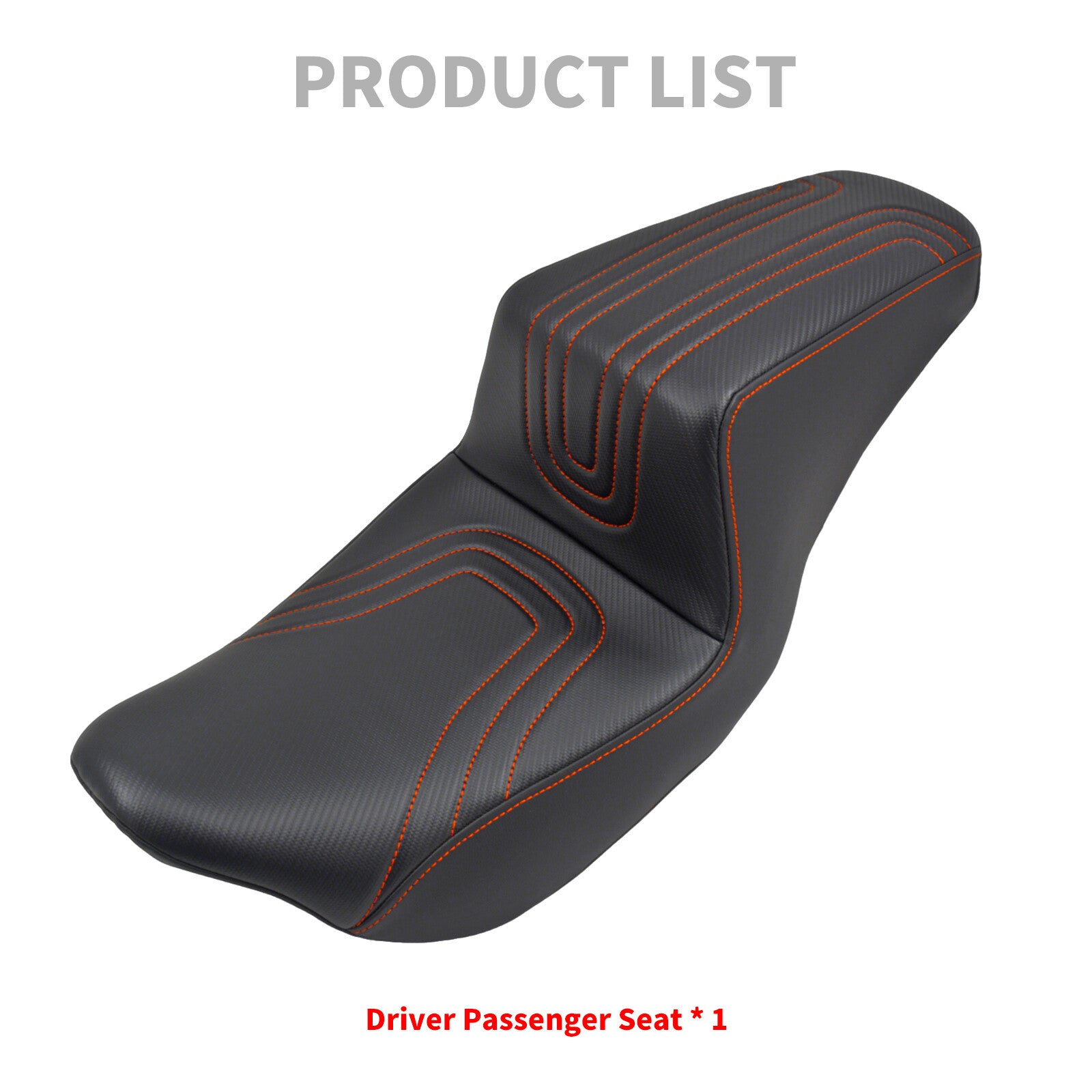 ya 5 8.7 Driver Passenger for SEAT U-shaped Orange Stitching for Harley Road Street Glide 09+