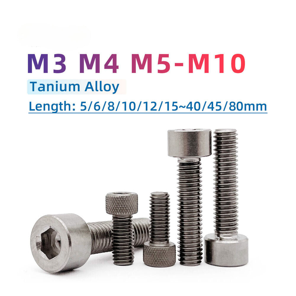 TA2 Titanium Bolts Ti Allen Hex Socket Cap Head Screws M3 M4 M5 M6 M8 DIN912 GR2