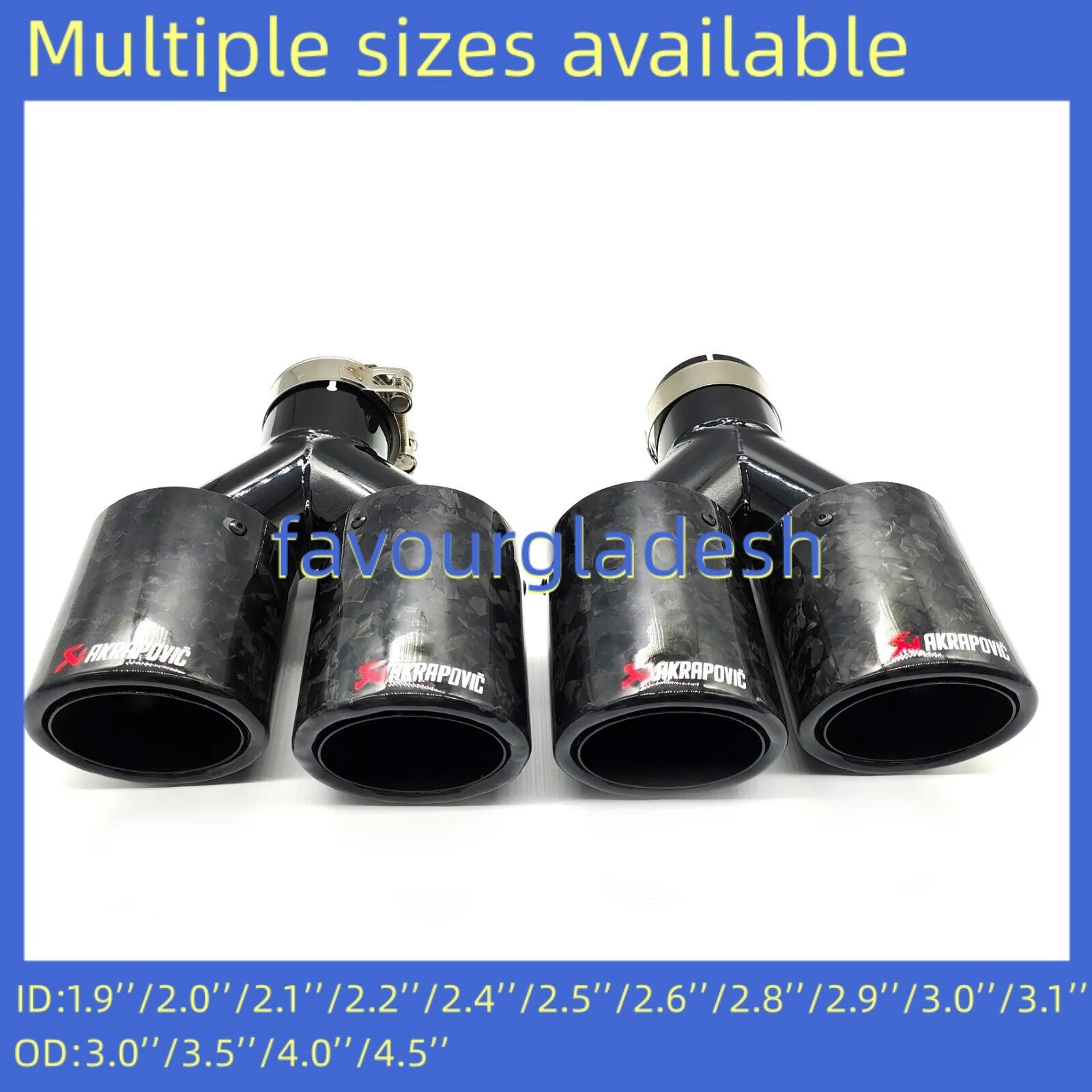 ya 4 6.17.2 L+R Akrapovic Forge Carbon Fiber Black Tip Dual Pipe Outlet:76/89/101mm