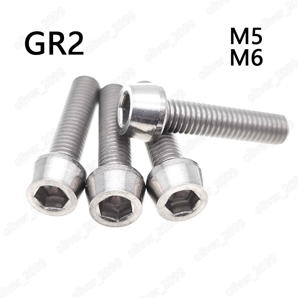 GR2 Titanium Hex Socket Bolts Conical Head Screws M5 M6