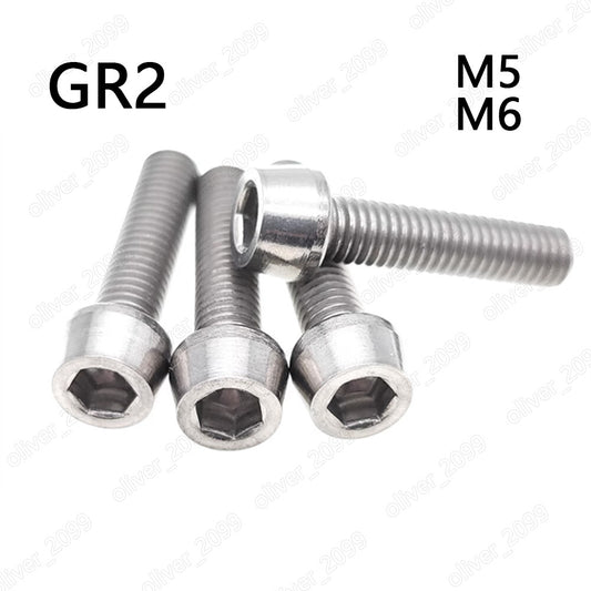 GR2 Titanium Hex Socket Bolts Conical Head Screws M5 M6