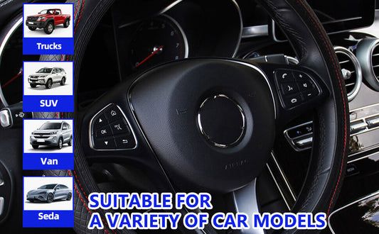 ya 1 7.3 Leather Steering Wheel Cover Universal Standard Size 14.5 Inch -15 Inch Women's Men's