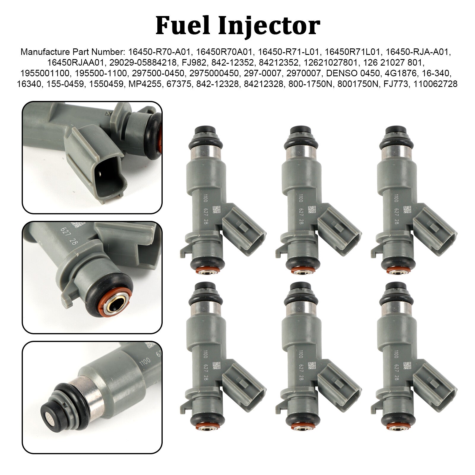 ya 1 8.5.4 6PCS Fuel Injector 16450-R70-A01 For Accord Crosstour MDX 3.0L 3.5L 3.7L V6