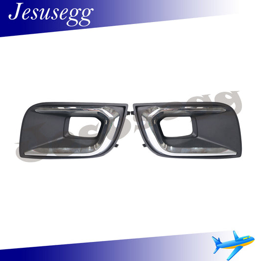 ya 13 5.27.2 2x Front Left+Right Bumper Foglight Bezel Cover Chrome For 18-21 for Toyota Sequoia