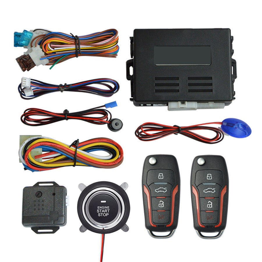 ya 8 5.26 Car Alarm System with Remote Engine Start Push Start Stop Button Keyless Entry