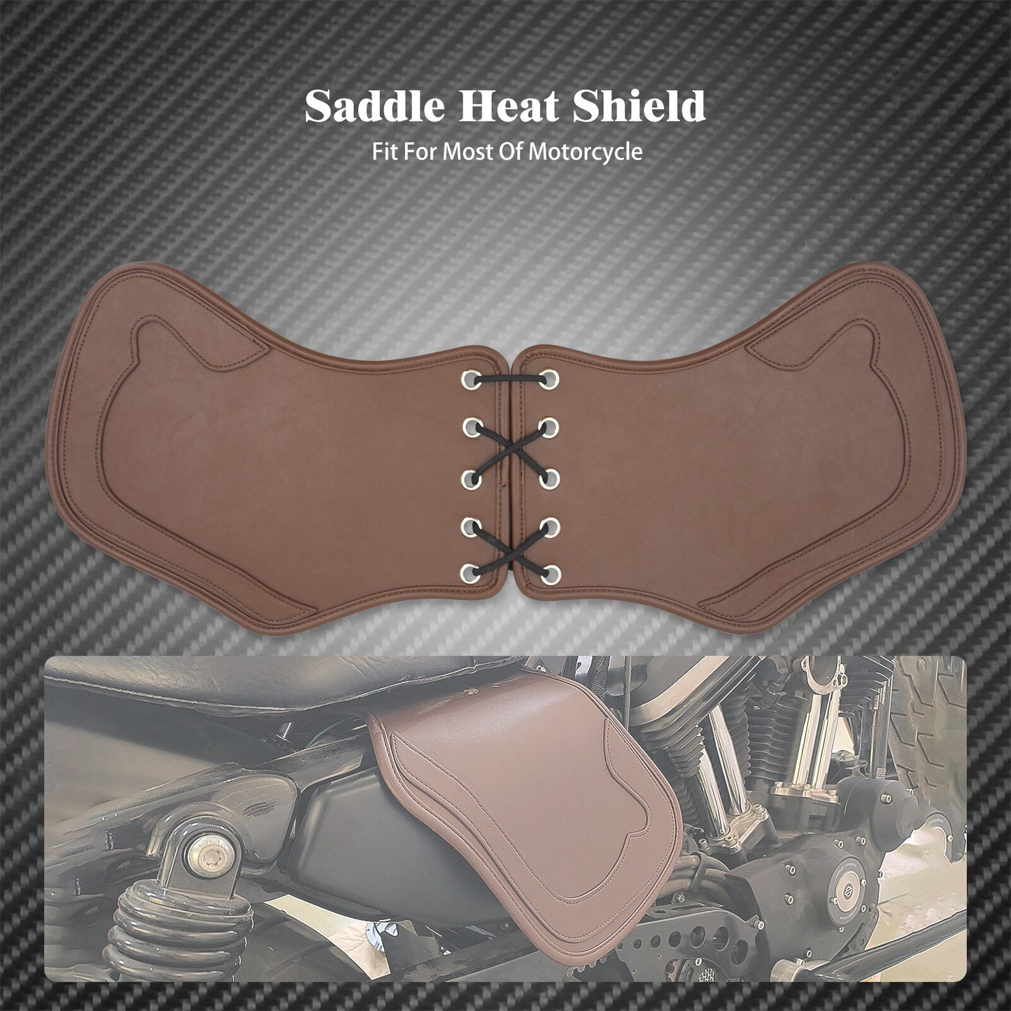 ya 5 8.7 Brown Leather Heat Saddle Shield Deflector Cushion Fit for Harley Sportster Dyna