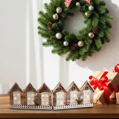 ya 25 Wooden Village Houses Set Decoration for Holiday Mantel