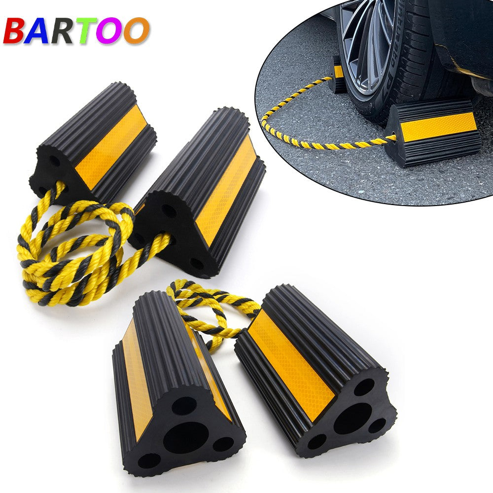 ya 10 5.28.2 4 PCS Rubber Wheel Chocks w/ Rope For RV Trailer Camper Car Truck Aircraft Boat