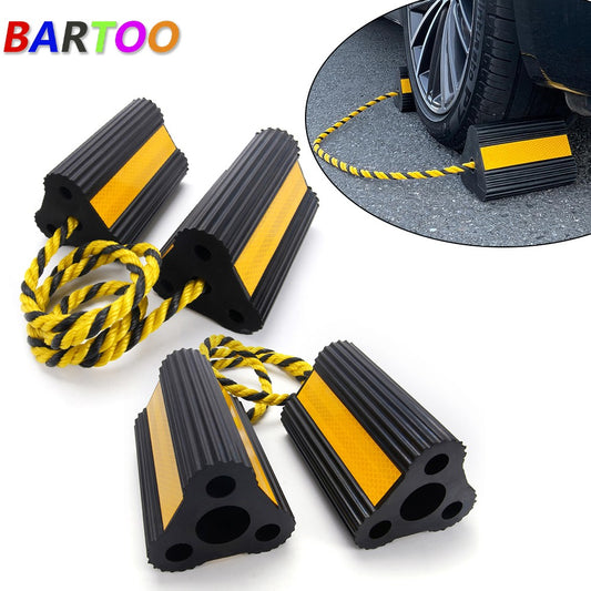 ya 10 5.28.2 4 PCS Rubber Wheel Chocks w/ Rope For RV Trailer Camper Car Truck Aircraft Boat