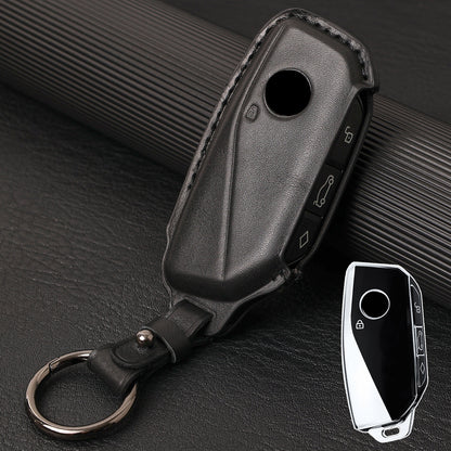 ya 5 8.7 Leather Key Chain Fob Cover Case for BMW Ix I4 2 3 4 5 Series X3 X5 2024