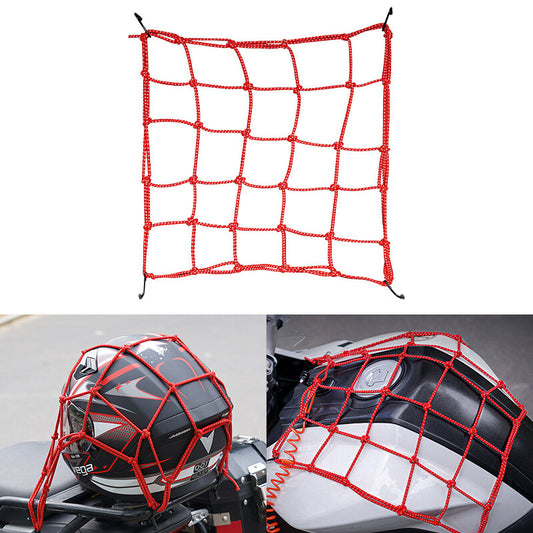 ya 12 5.21 40*40CM Upgraded Reflective Motorcycle Elasticated Luggage Cargo Net Strong Red