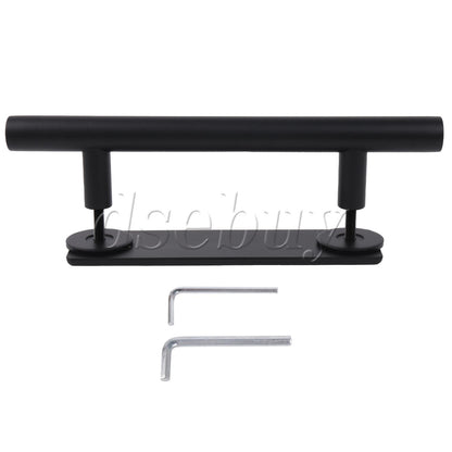 ya 14 Carbon Steel Round Handle Replacement Set for Sliding Barn Door Black 12 Inch