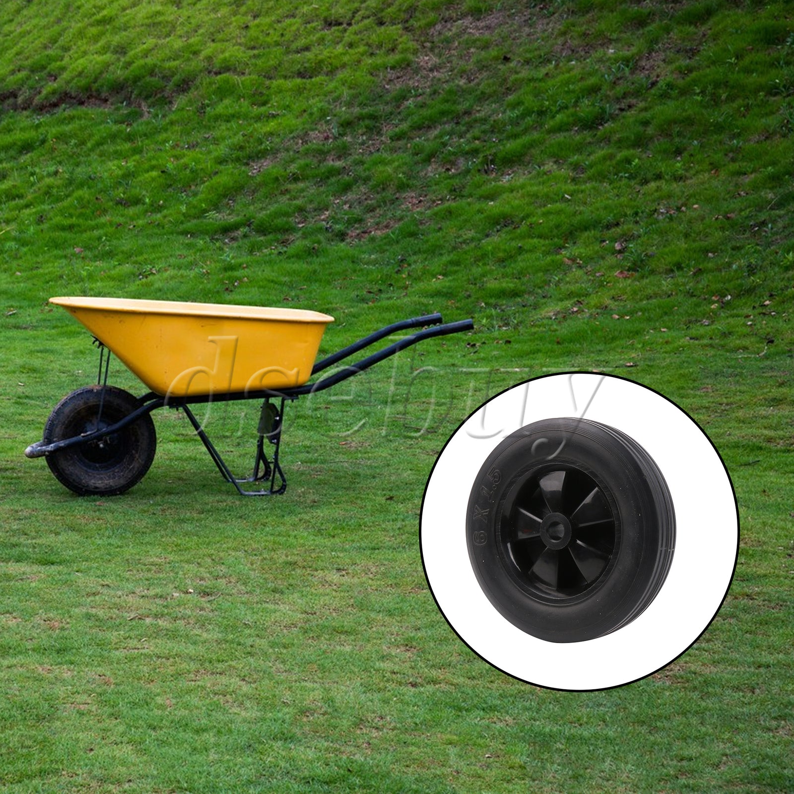 ya 14 Black Solid Rubber Replacement Tire for Hand Truck 6 Dia 0.51 Bore Diameter