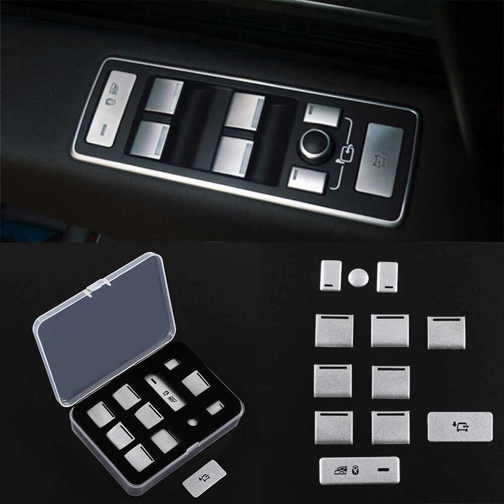 ya 1 6.30 Silver alloy window lift switch button sticker for LR for Range for Rover Vogue 2013-2017