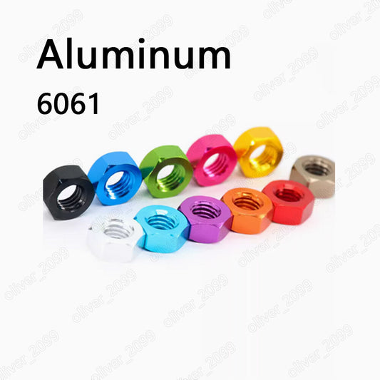 Colorful Aluminium Alloy 6061 Hexagon Nuts Hex Nuts DIN934 M3 M4 M5 M6 M8