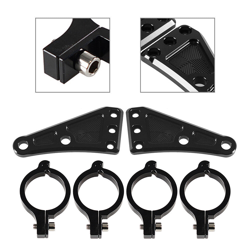 ya 3 6.23 CNC Headlight Lamp Mount Bracket For 41mm Fork Tubes Motorbike Universal Pair