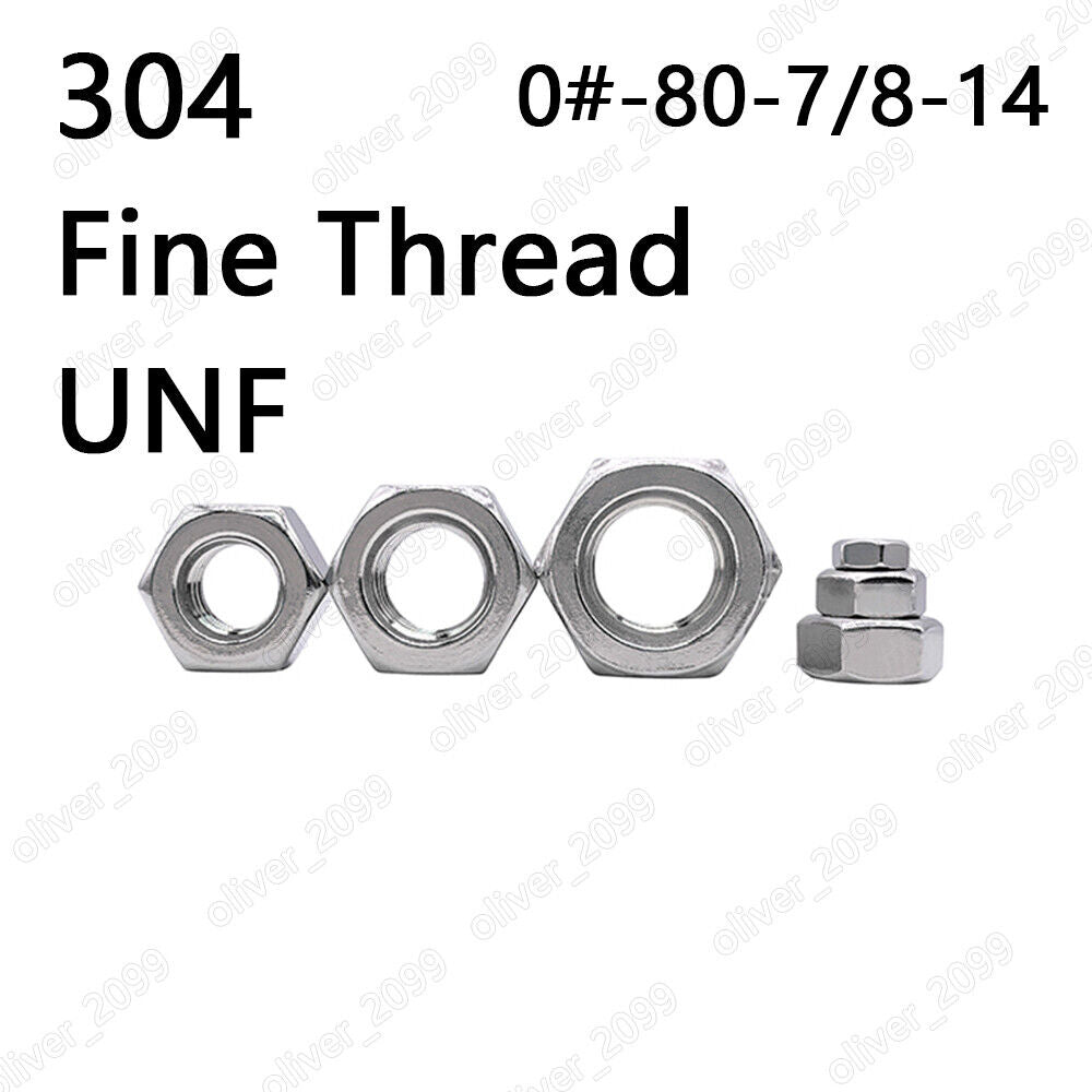 Fine Thread 304 Stainless Steel DIN934 Hexagon Nuts Hex Nut 0# 10# 1/4 3/8 1/2