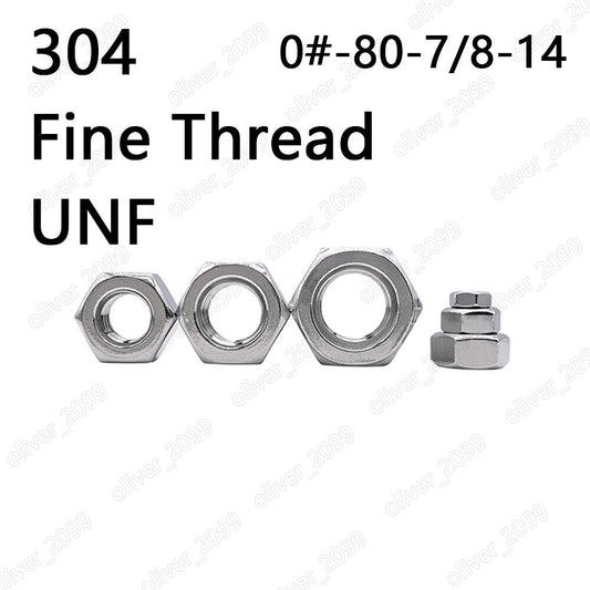 Fine Thread 304 Stainless Steel DIN934 Hexagon Nuts Hex Nut 0# 10# 1/4 3/8 1/2