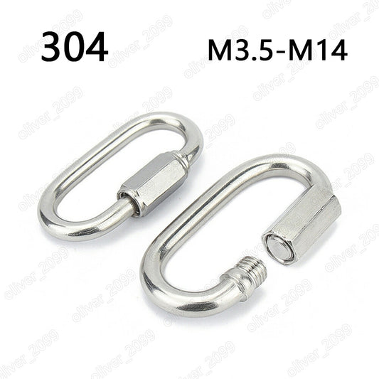 304 Stainless Steel Connecting Rings Loop Lock Climbing Safty Buckles M3.5-M14