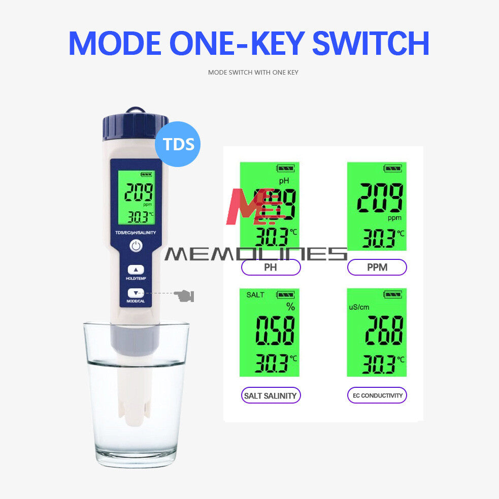 ya 26 5 In 1 Digital TDS/EC/PH/Salinity/Temperature Water Quality Beverages Monitor