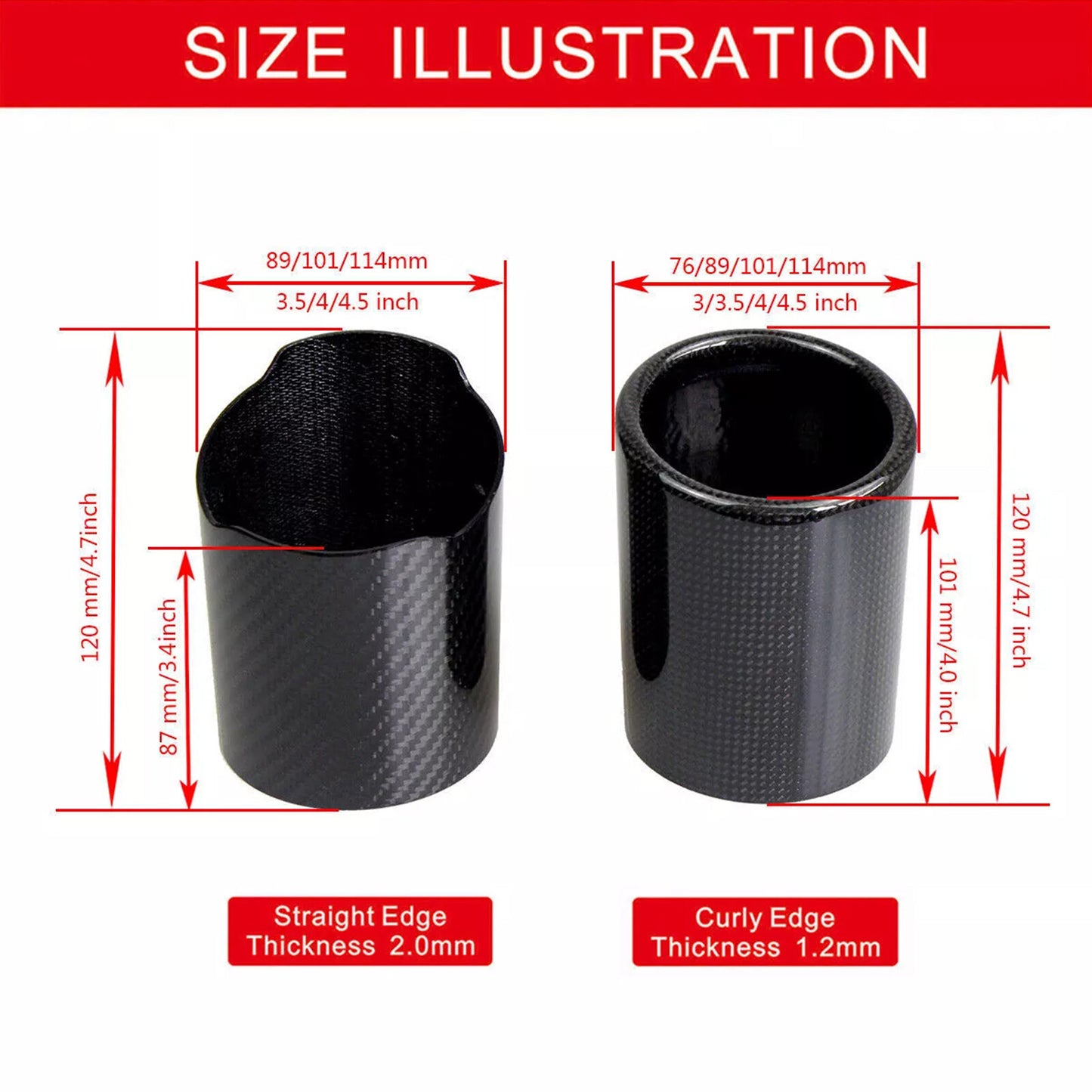 ya 4 6.17.2 New Carbon Fiber Car Pipe Cover Tip Muffler End Pipe UniversallB
