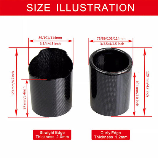 ya 4 6.17.2 New Carbon Fiber Car Pipe Cover Tip Muffler End Pipe UniversallB