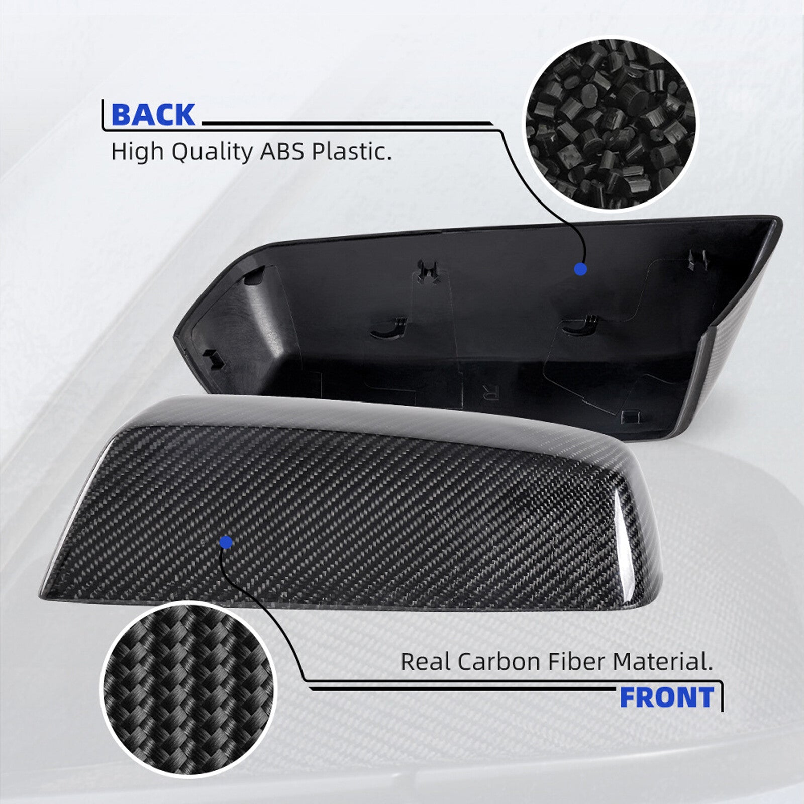 ya 1 8.12 baidi For Silverado for Sierra 2014-2019 Glossy Real Carbon Fiber Mirror Cover Caps 2PCS
