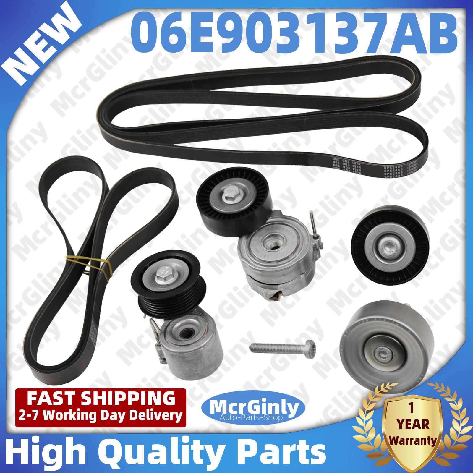 ya 3 6.24 Engine Belt Tensioner Idler Pulley Kit for Audi for A8 2010 2011 2012 2013 3.0T CTUB