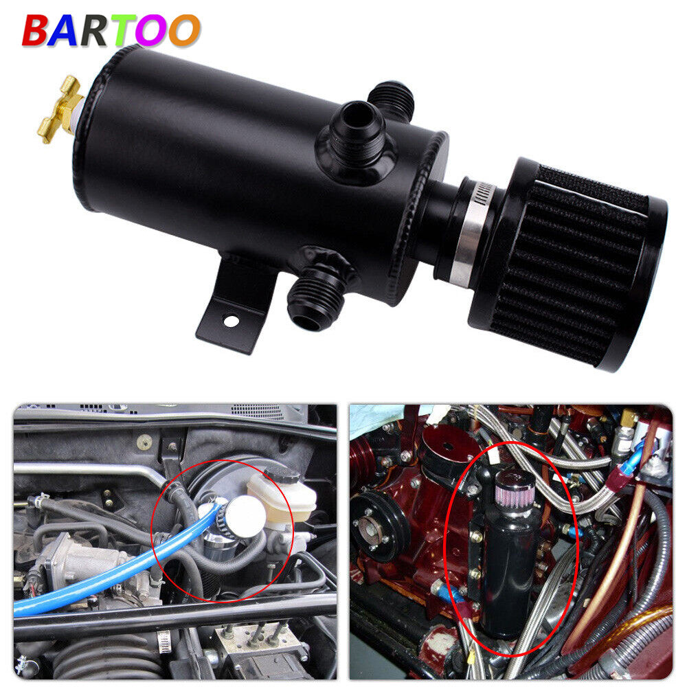 ya 27 6.21 750ml Oil Catch Tank Can Aluminum 3-AN10 Port Baffled Breather Filter Reservoir