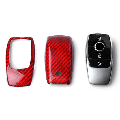 ya 5 8.7 Car Remote Key Case Fob Shell Cover fit for for benz E-Class W213 17 18 Red Carbon Fiber