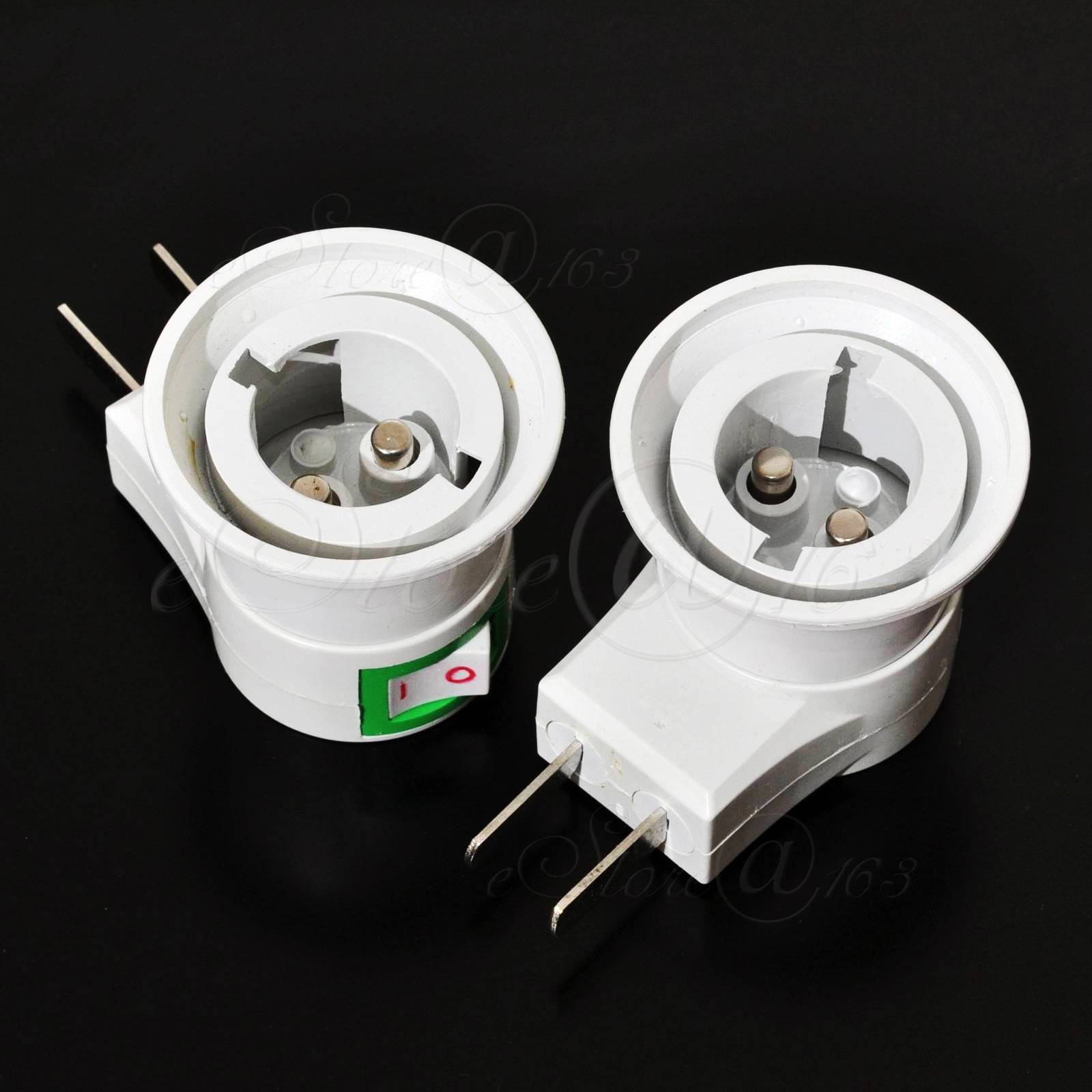 ya 14 2x Rotateable 2Pins US/AU B22 Bayonet Base LED Bulb Lamp Holder With Switch