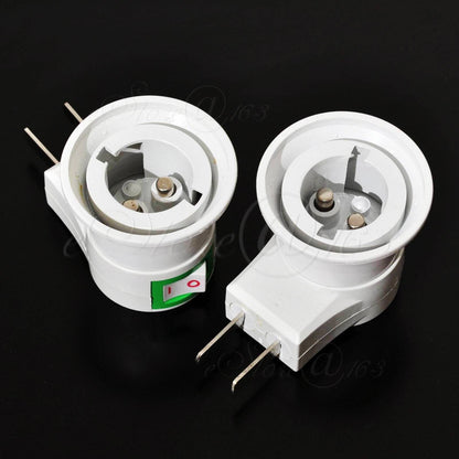 ya 14 2x Rotateable 2Pins US/AU B22 Bayonet Base LED Bulb Lamp Holder With Switch