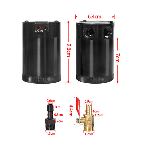 ya 1 8.5.2 Black Oil Catch Can Kit 2 Port 300ml Tank Confused Reservoir with Oil Drain Valve 