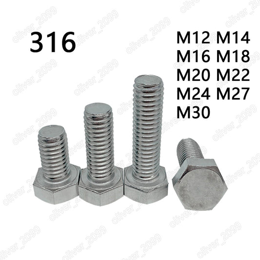 316 Stainless Steel Hexagon Bolts Hex Head Cap Screws DIN933 M12 M14 M16 M18-M30