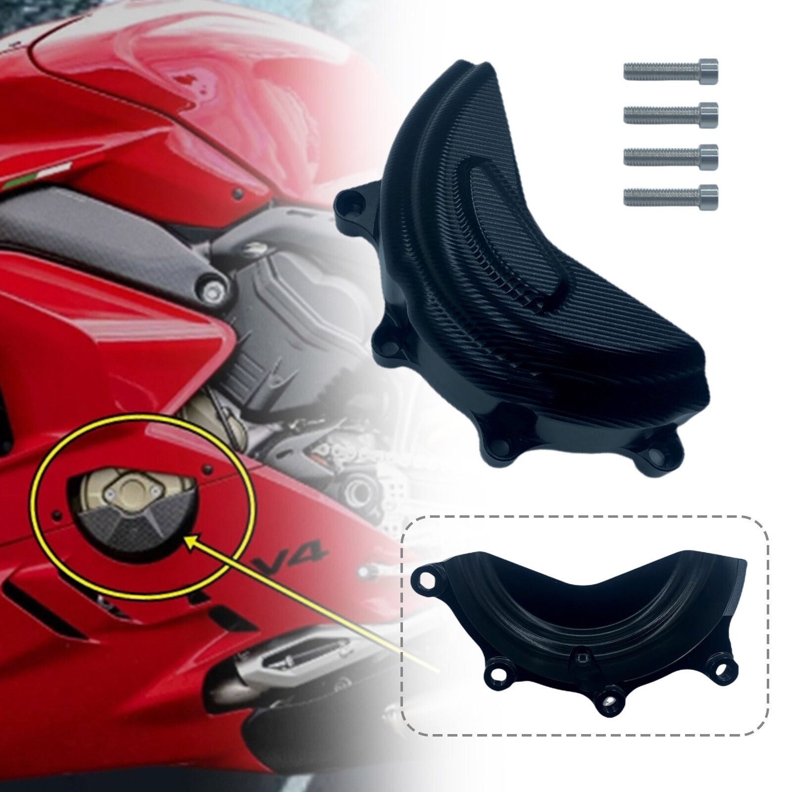 ya 1 7.4 Black for DUCATI PANIGALE STREETFIGHTER V4/S Engine Guard Clutch Cover Protector